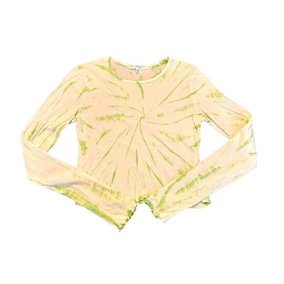 Truly Madly Deeply Green & White Tie Dye Long Sleeve Crop Top – Size M - Picture 1 of 2
